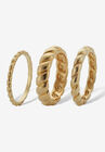 14K Gold-Plated 3-Piece Ring Set Jewelry, , on-hover image number null