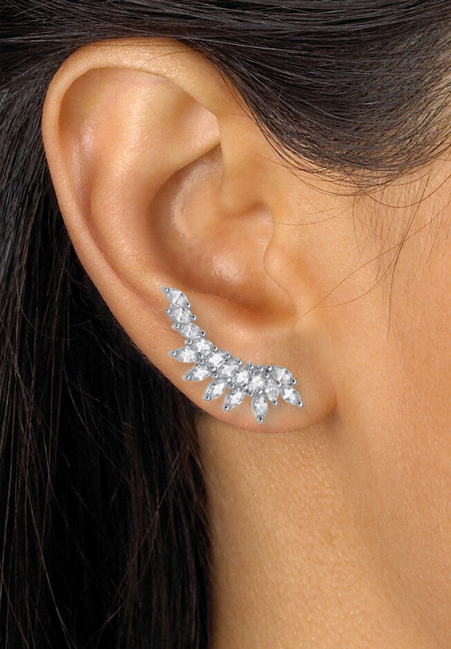 3.20 Tcw Marquise Cut Cubic Zirconia Silvertone Drop Earrings, 26X10Mm, , alternate image number null