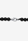 Graduated Round Genuine Black Agate Necklace 18" Jewelry, , on-hover image number null