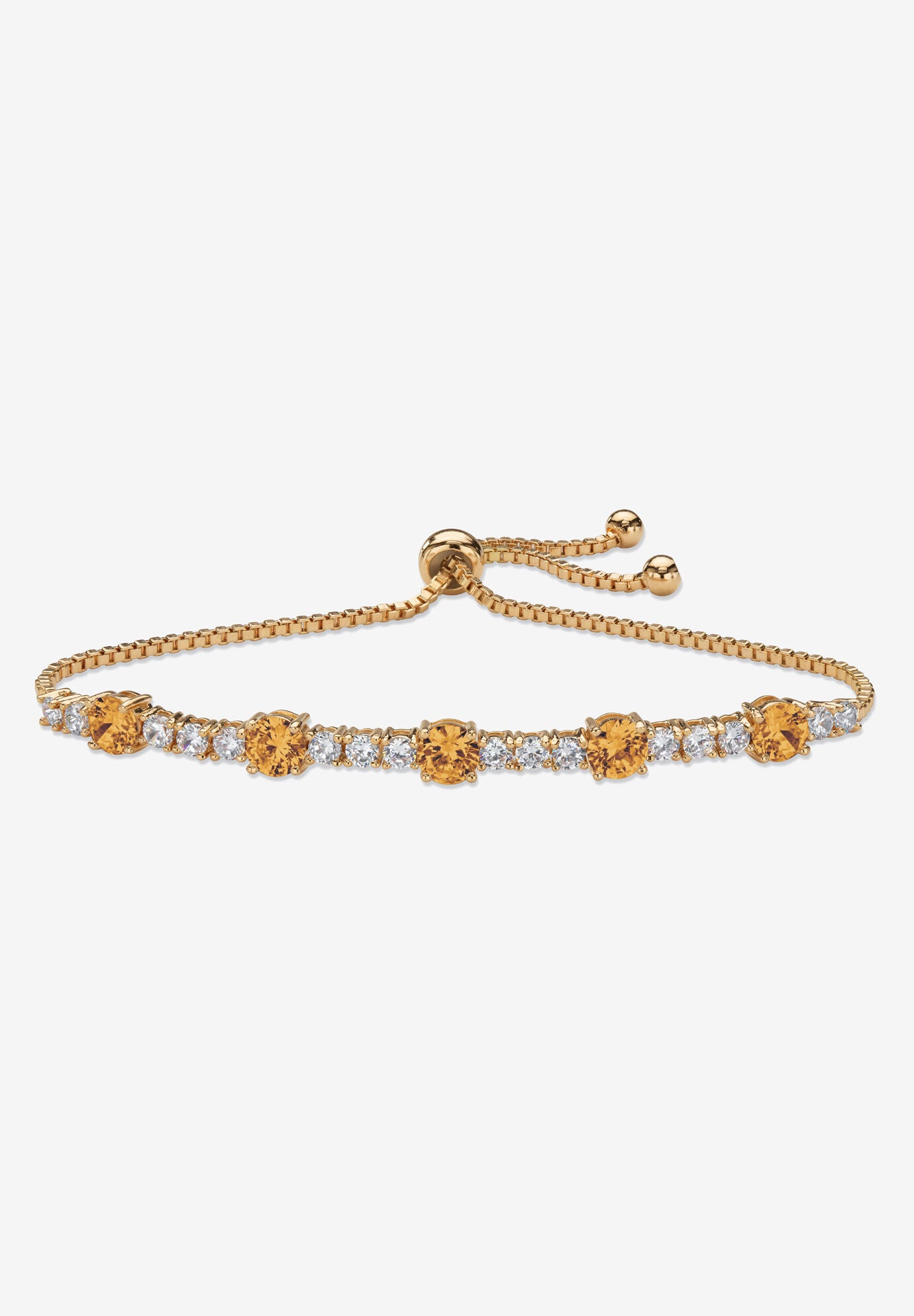1.60 Cttw. Birthstone And Cz Gold-Plated Bolo Bracelet 10 inches, NOVEMBER, hi-res image number 0