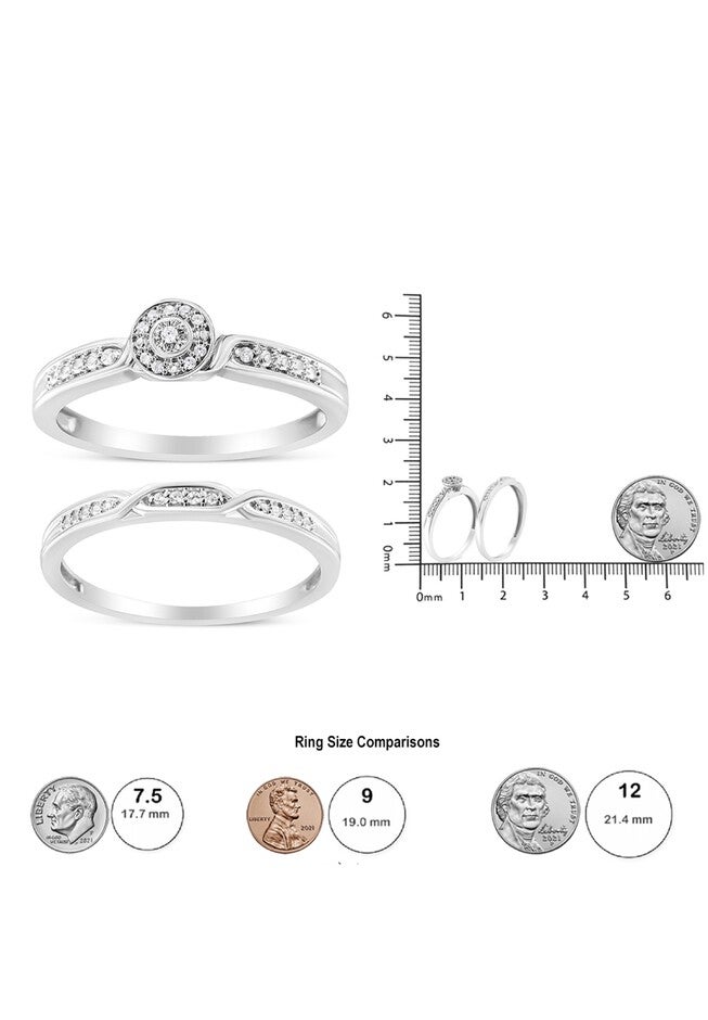 Silver Diamond Accent Frame Twist Shank Bridal Set Ring And Band, , alternate image number null
