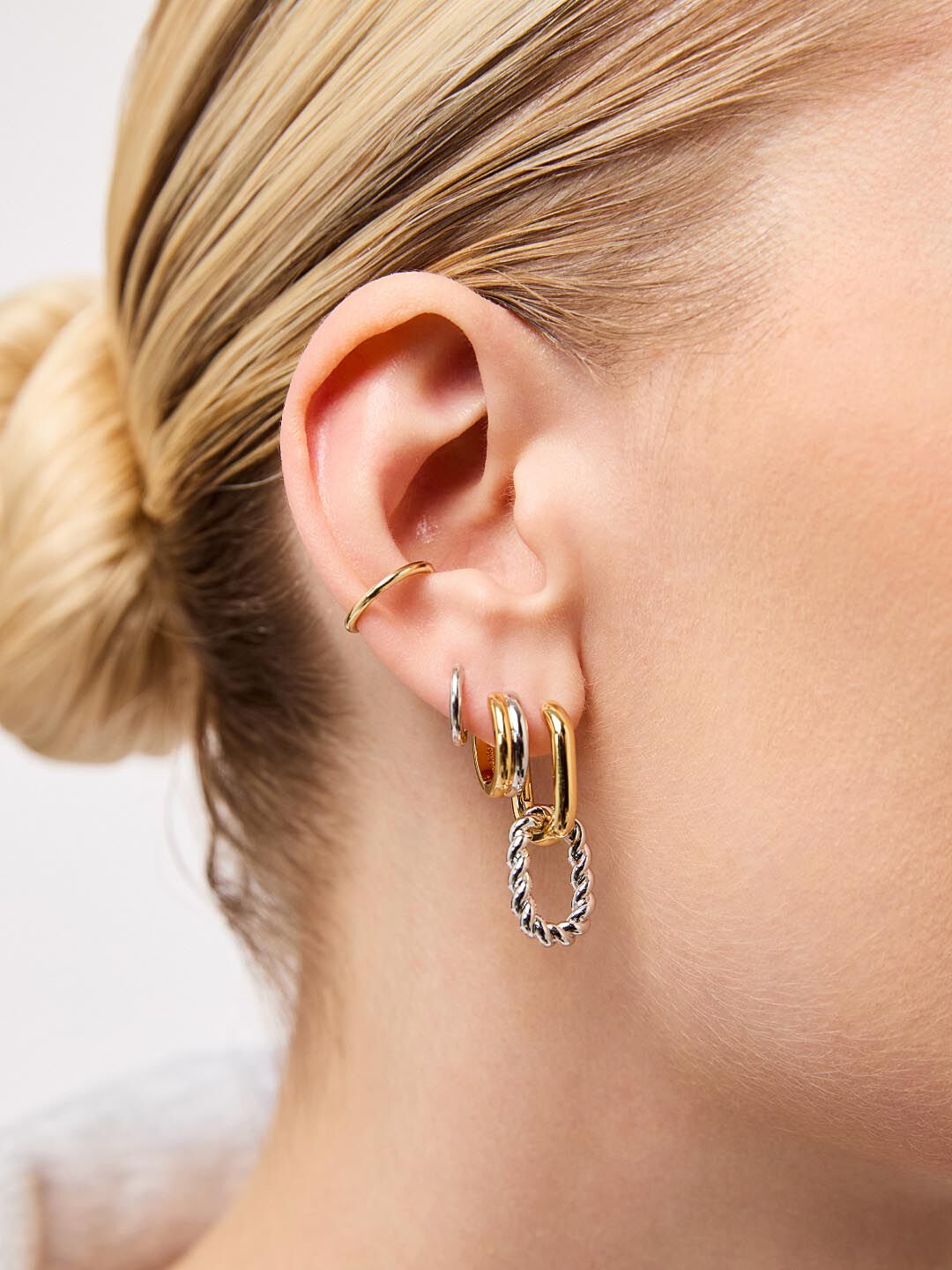 Ash Double Hoop Earrings, TWO TONE, alternate image number 1