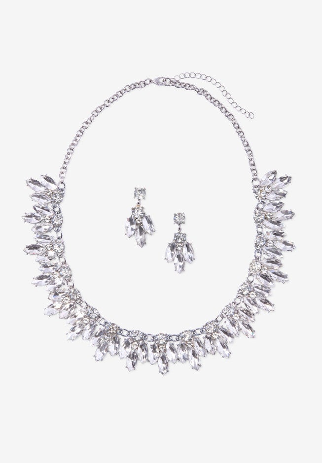 Rhinestone Earring and Necklace Set., , alternate image number null