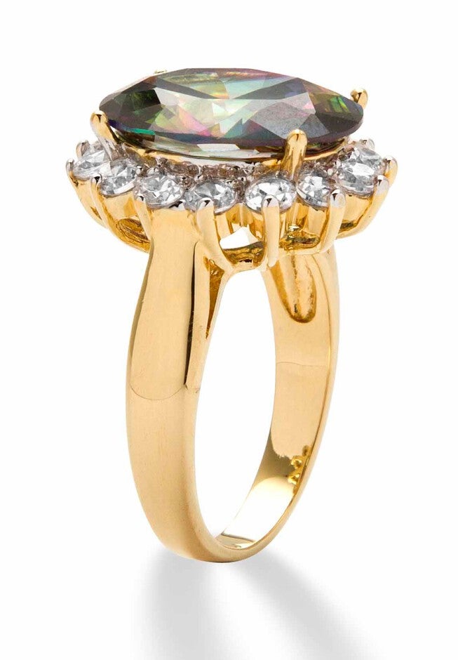 Gold-Plated Cubic Zirconia Cocktail Ring, , on-hover image number 1