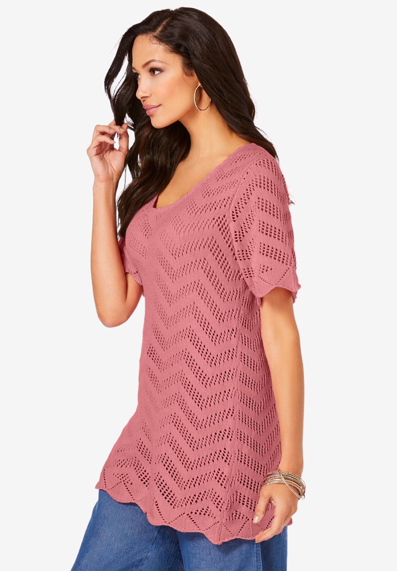 Scalloped Pullover Sweater, , alternate image number 2