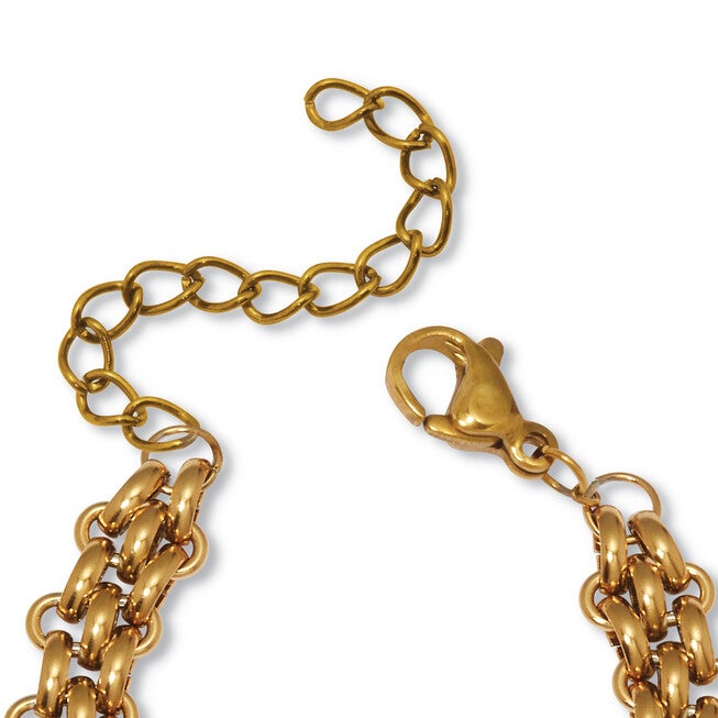 Yellow Gold Ion-Plated Stainless Steel Fancy Link Necklace Set 18-inch, GOLD, on-hover image number 1