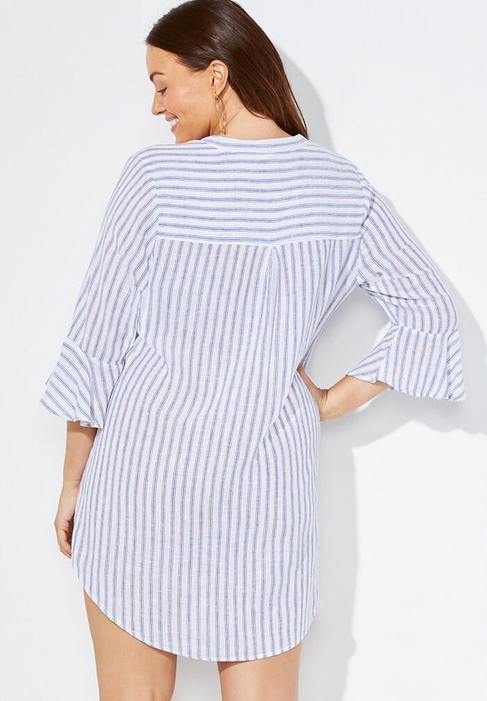 Sandra Button Up Cover Up Shirt, , on-hover image number 1