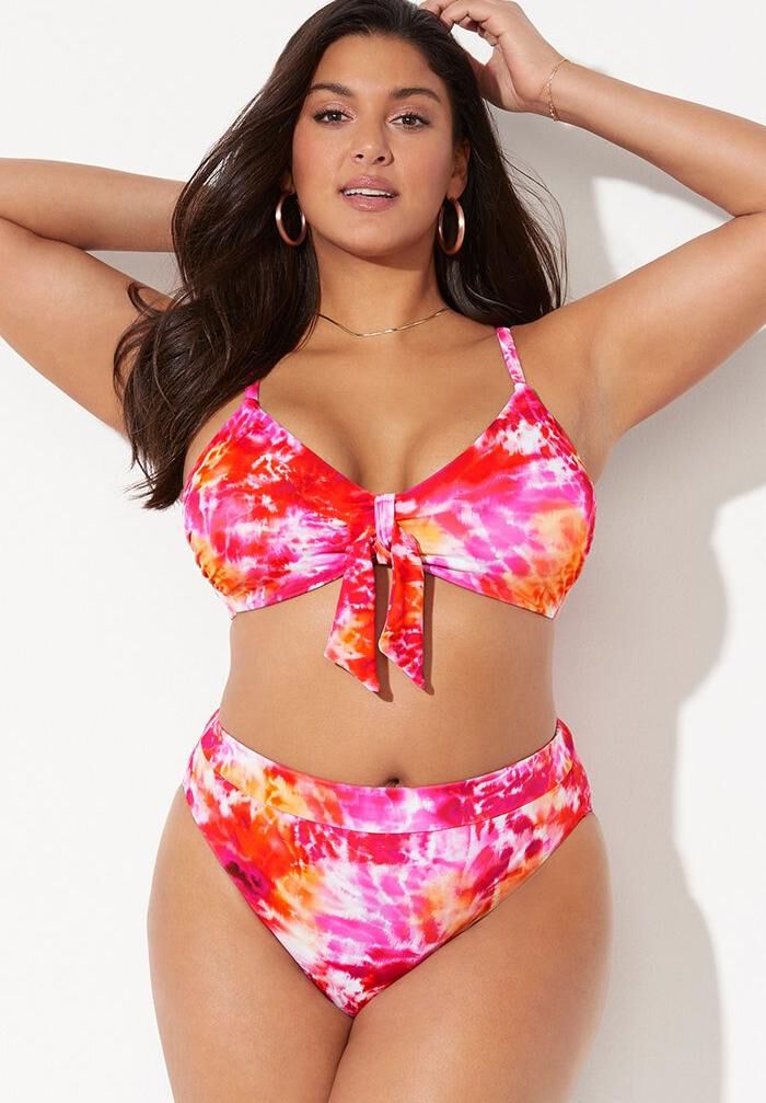 Mentor Tie Front High Waist Bikini Set, , hi-res image number 0