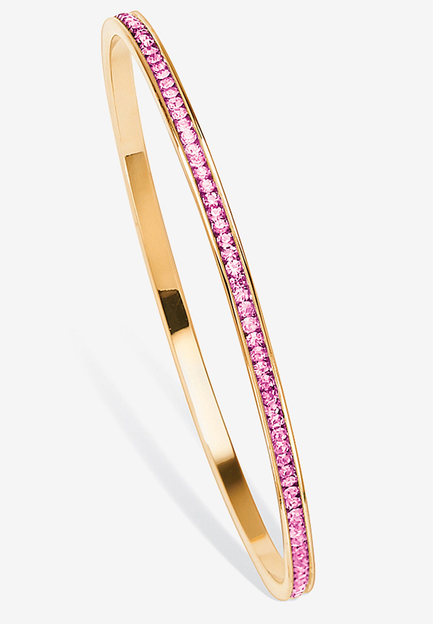 Gold Tone Stackable Eternity Bangle Bracelet Birthstones 7.5 inches, OCTOBER, hi-res image number 0