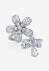 Platinum Plated Silver Cubic Zirconia Spinning Daisy Flower Ring (1 5/8 cttw), SILVER, hi-res image number null