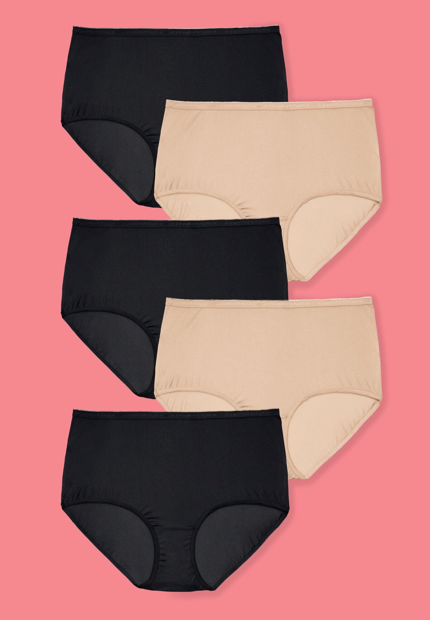 Full Coverage Nylon Brief 5-Pack, NUDE BLACK PACK, hi-res image number 0