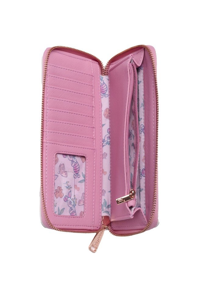 Loungefly x Disney Piglet Floral Zip Around Wallet Winnie The Pooh, PINK, alternate image number 3