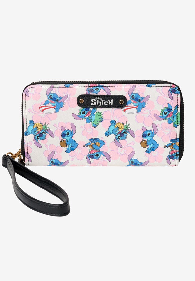 Disney Stitch Wallet All-Over Character Print Zip Around Wristlet, PINK, hi-res image number null