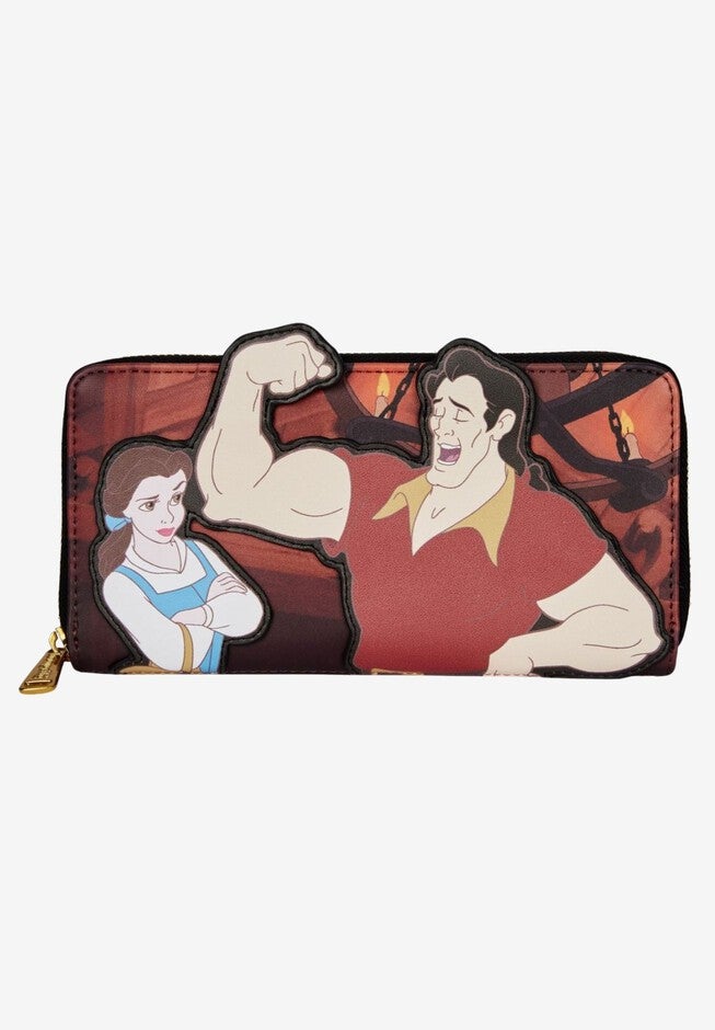 Loungefly x Disney Villains Scene Gaston Zip Around Wallet Beauty and the Beast, RED, hi-res image number null