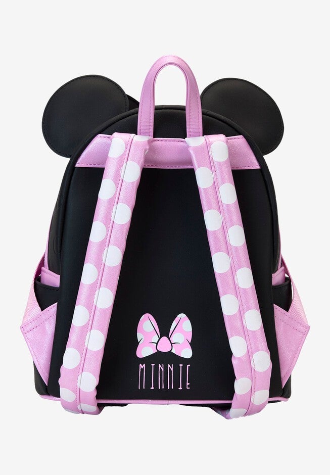 Loungefly x Disney Minnie Mouse Mini Backpack Floral Rock The Dots, BLACK, on-hover image number 1