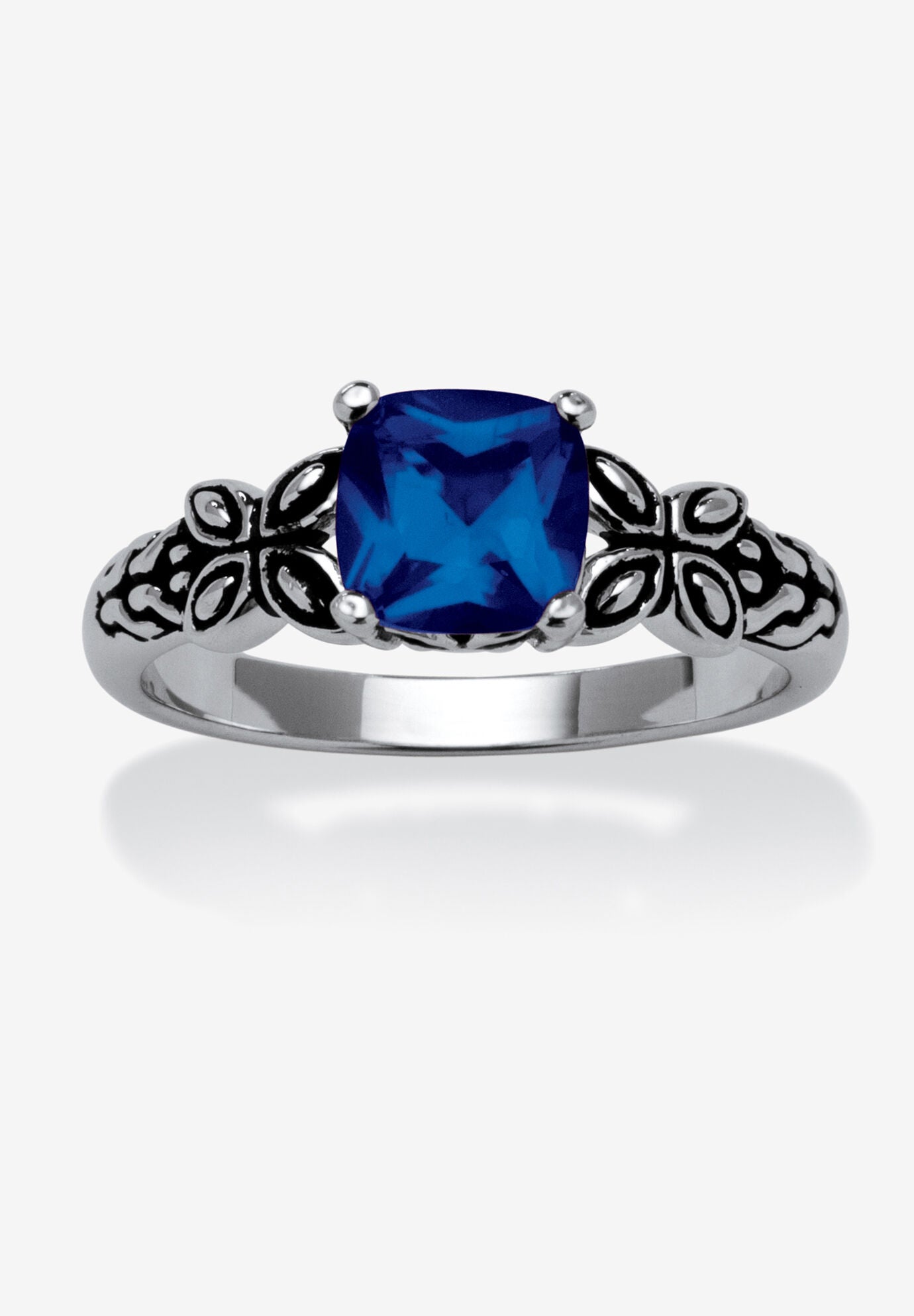Cushion-Cut Birthstone Ring In Sterling Silver, SEPTEMBER, hi-res image number 0
