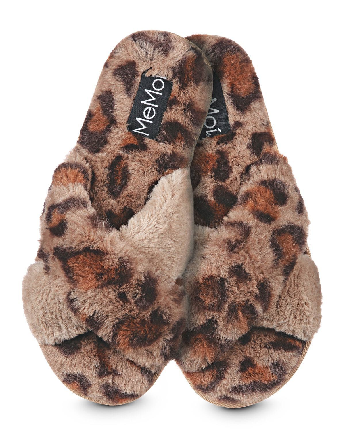 Cheetah Crossover Open Toe Plush Slippers, TAUPE, hi-res image number 0
