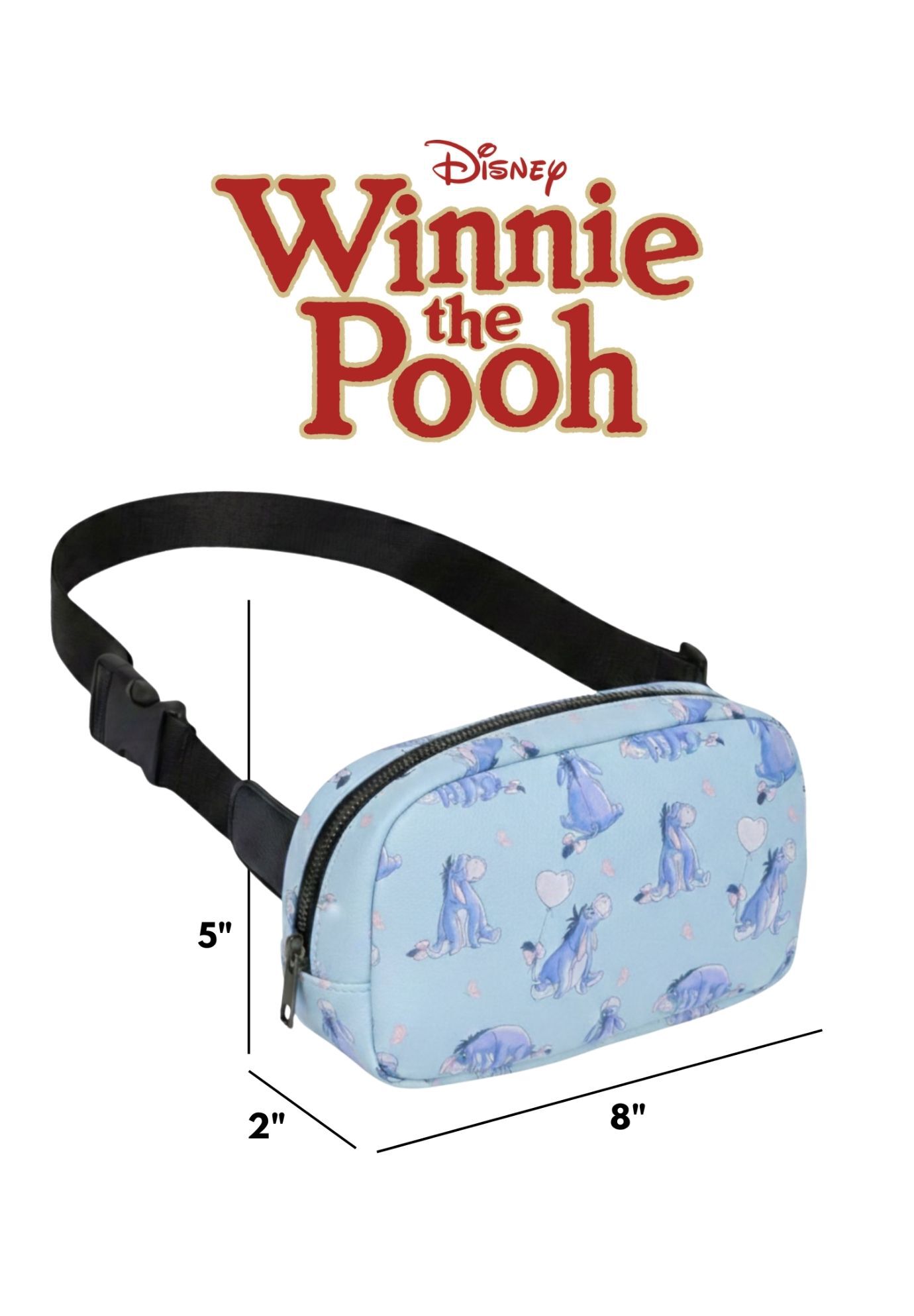 Disney Eeyore Belt Bag Blue Faux Leather Fanny Pack Waist Bag Crossbody Zippered, BLUE, alternate image number 7