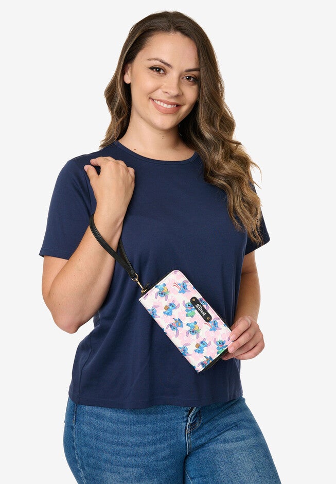 Disney Stitch Wallet All-Over Character Print Zip Around Wristlet, , alternate image number null