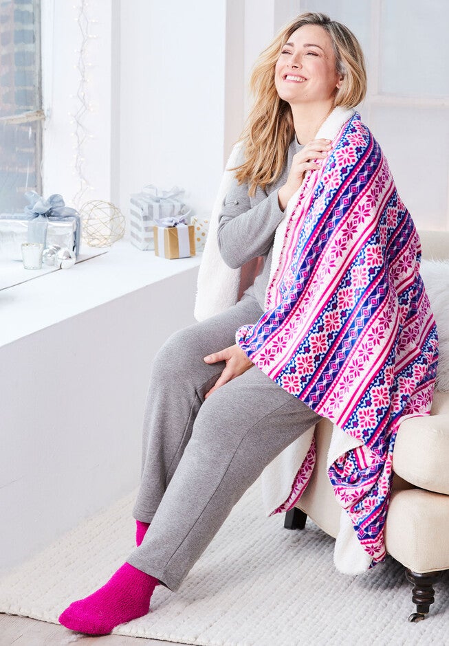 Fluffy Sock & Throw Set, , alternate image number 1