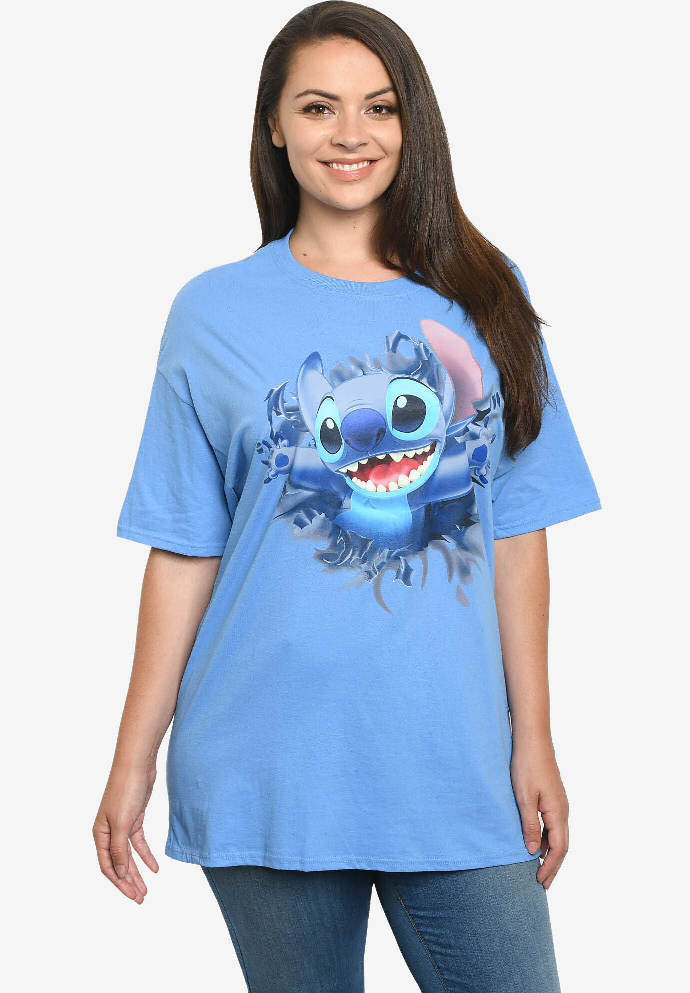 Disney Stitch Short Sleeve Front & Back T-Shirt Blue, BLUE, hi-res image number 0