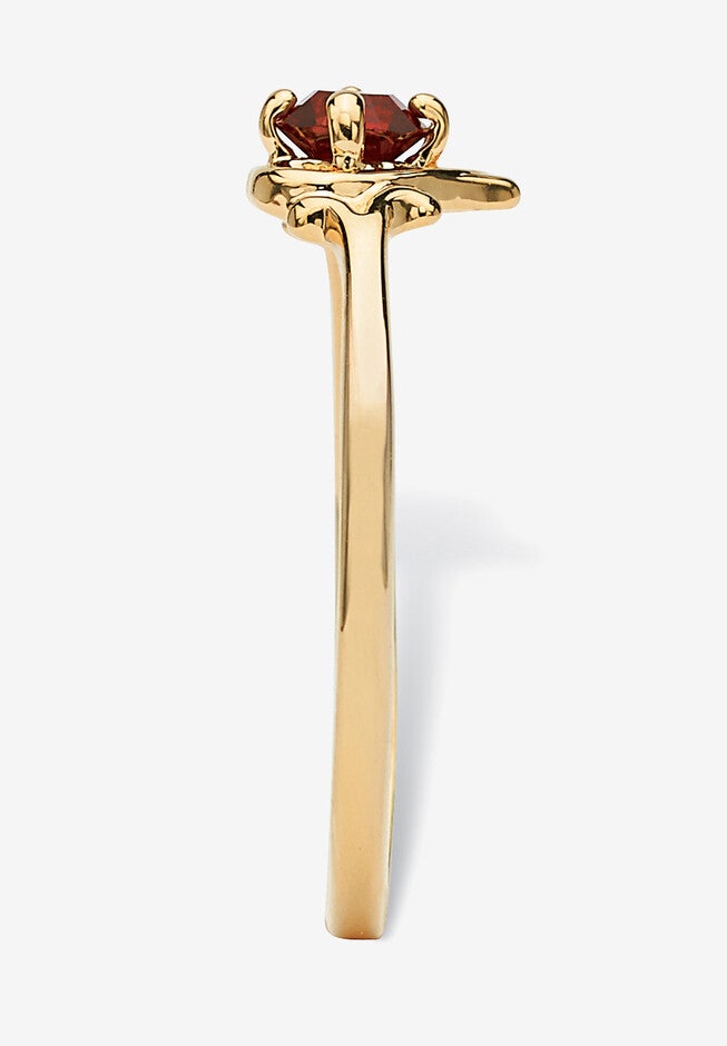 Yellow Gold-Plated Simulated Birthstone Ring, , alternate image number 1