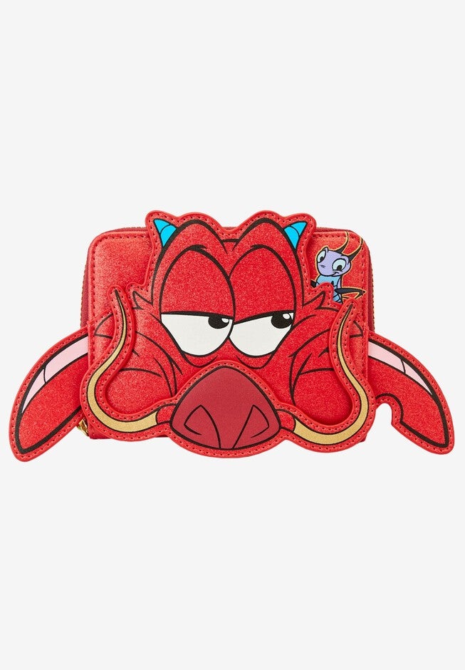 Loungefly X Disney Mulan 25Th Anniversary Zip Around Wallet Mushu Glitter Cosplay, RED, hi-res image number null