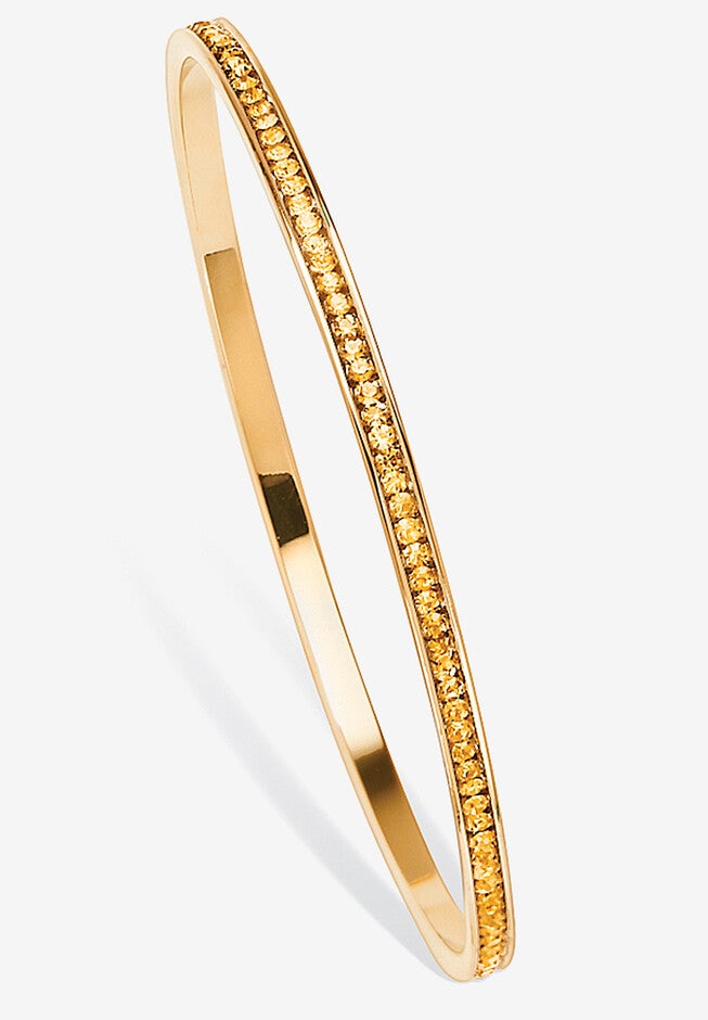 Gold Tone Stackable Eternity Bangle Bracelet Birthstones 7.5 inches, NOVEMBER, hi-res image number 0