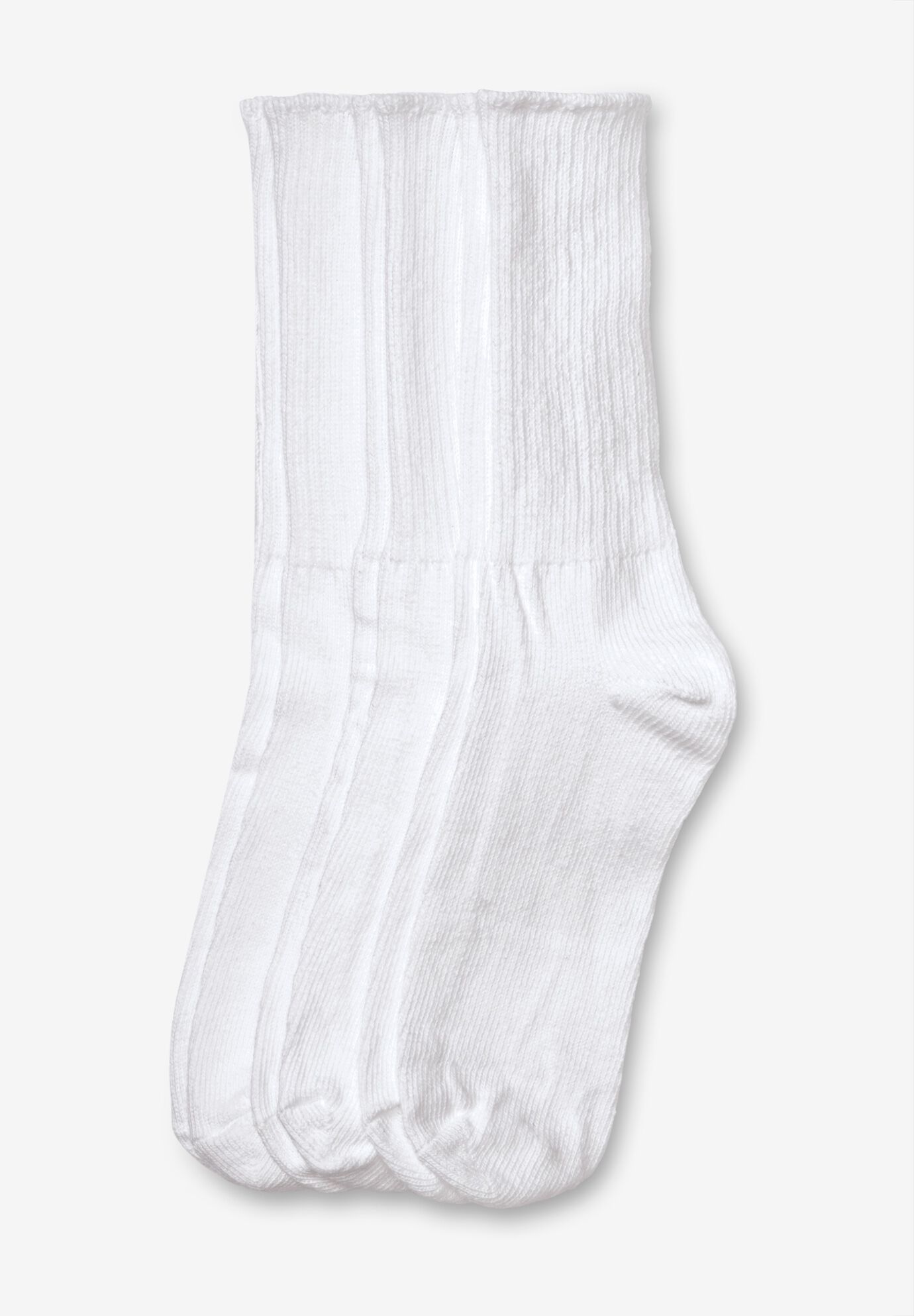 Diabetic Ultra Plush Crew Socks 3-Pack, WHITE PACK, alternate image number 2