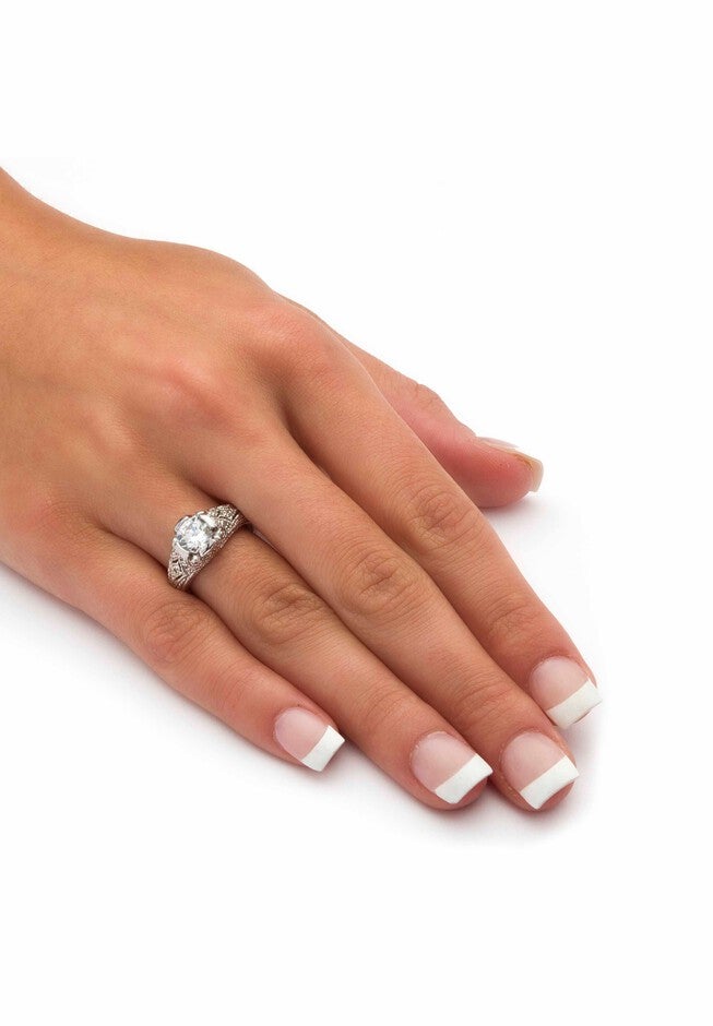 Silver Vintage Style Engagement Anniversary Ring Cubic Zirconia, , alternate image number null