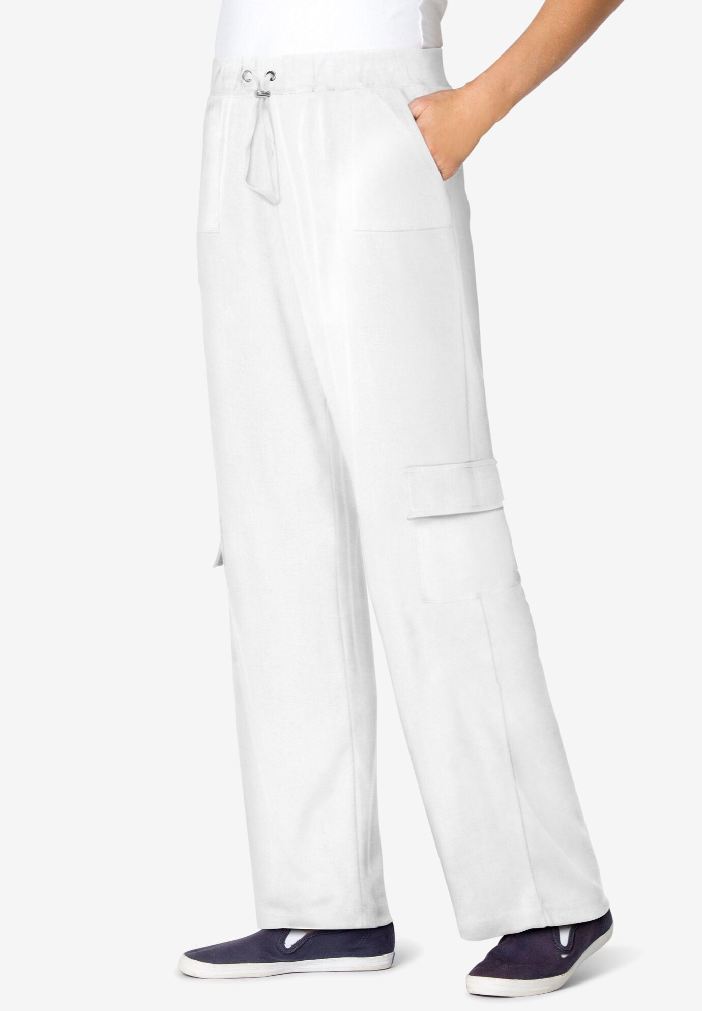 Pull-On Knit Cargo Pant, WHITE, hi-res image number 0
