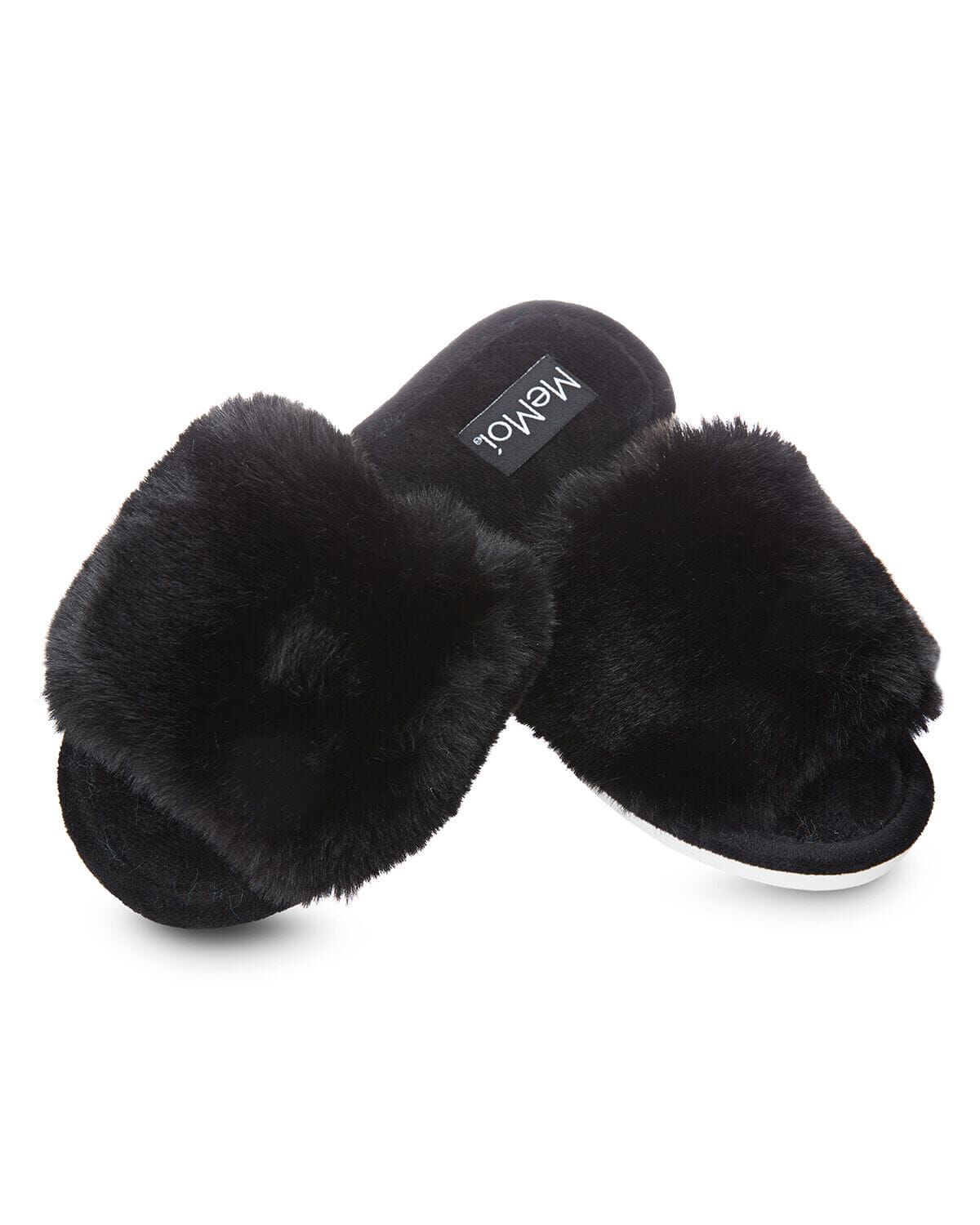The Bette Plush Open-Toe Slipper, BLACK, hi-res image number 0