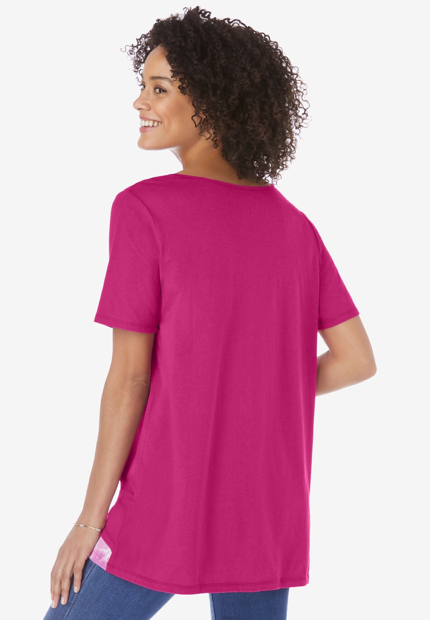 Layered-Look Print Tunic, RASPBERRY TIE-DYE, on-hover image number 1