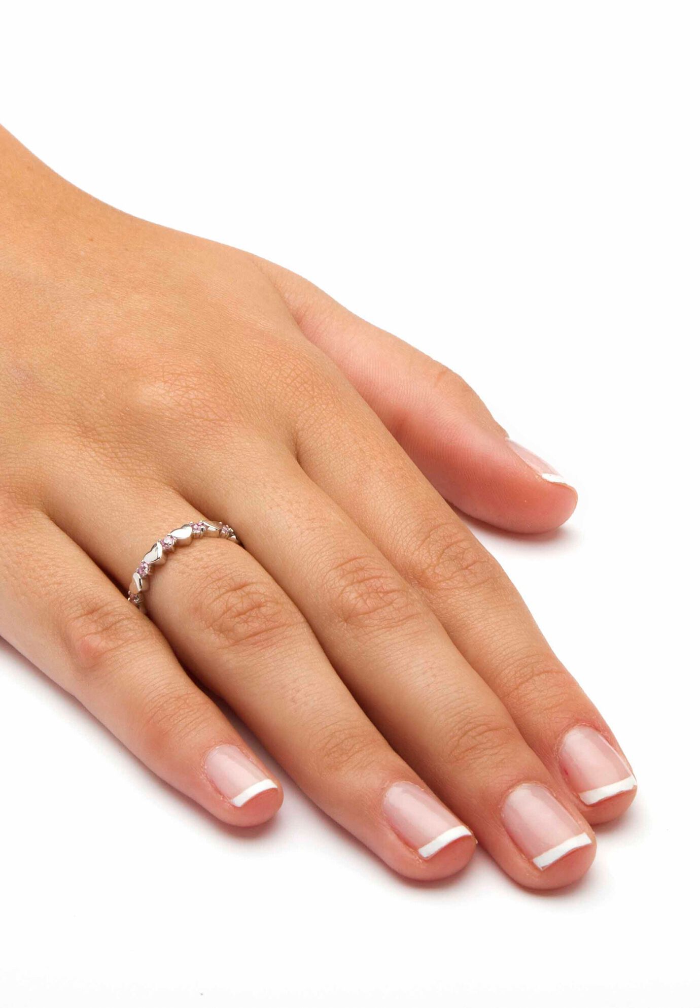 Simulated Birthstone Heart Eternity Ring, , alternate image number 2