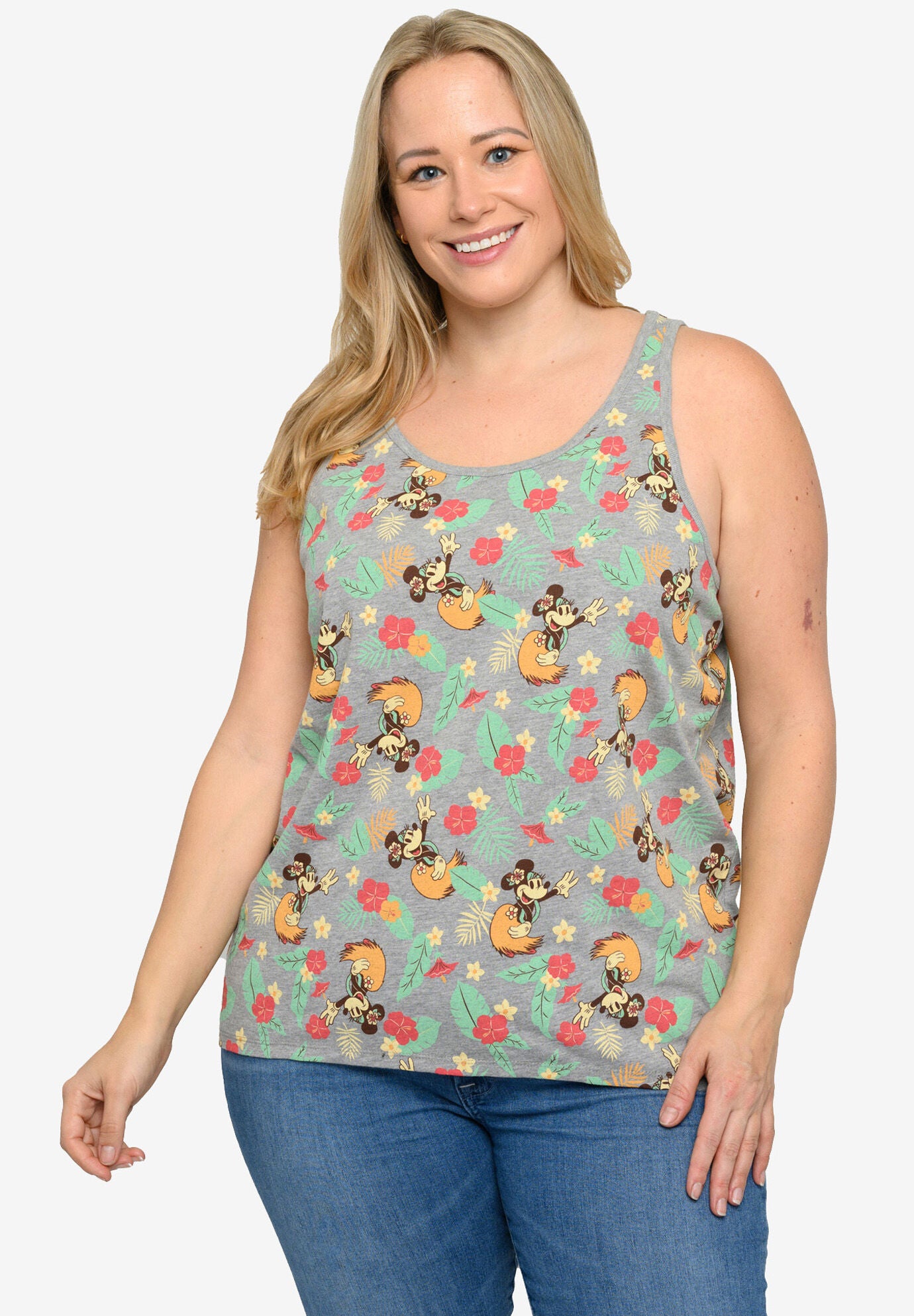 Disney Minnie Mouse Tank Top Tropical Hawaiian Aloha All-Over Print T-Shirt, , alternate image number 2