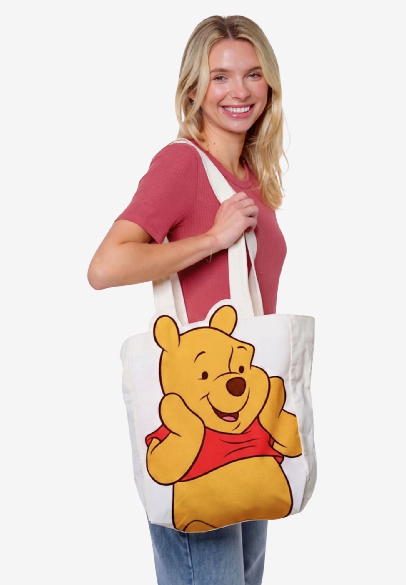 Disney Winnie the Pooh Die-Cut Canvas Tote Bag with Shaped Top, BEIGE, alternate image number 3