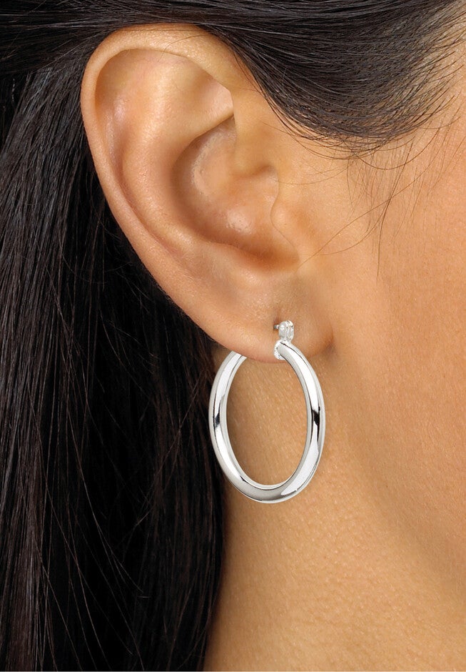 Sterling Silver 3 pair set Hoop Earrings (28mm), , alternate image number 3