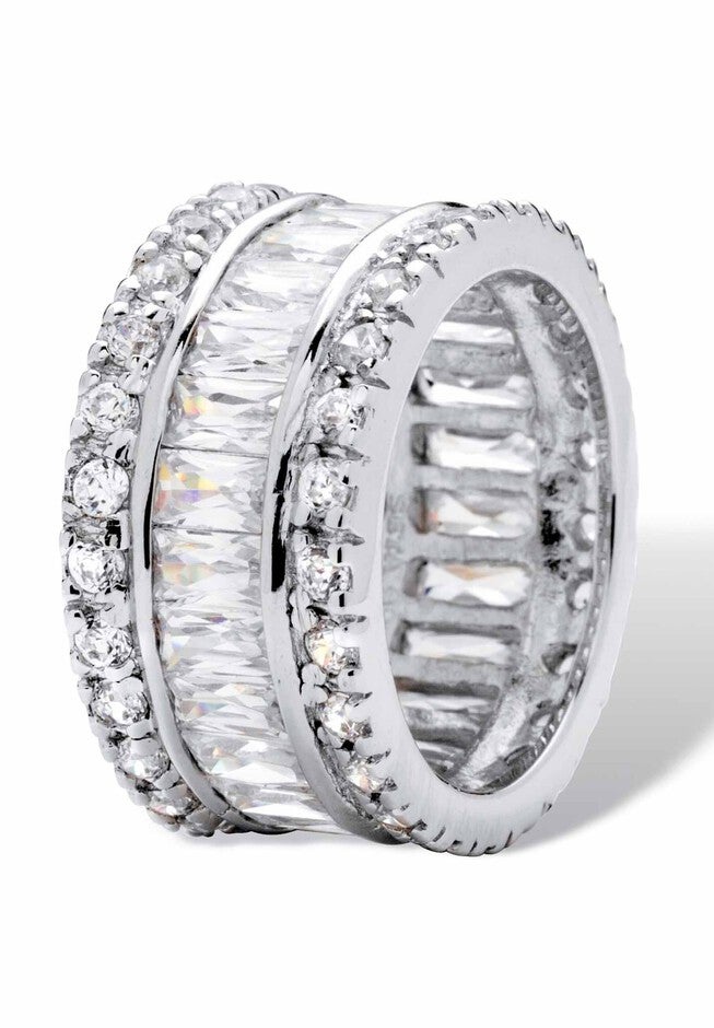 Platinum-Plated Eternity Bridal Ring Cubic Zirconia (9 1/3 cttw TDW), , on-hover image number null