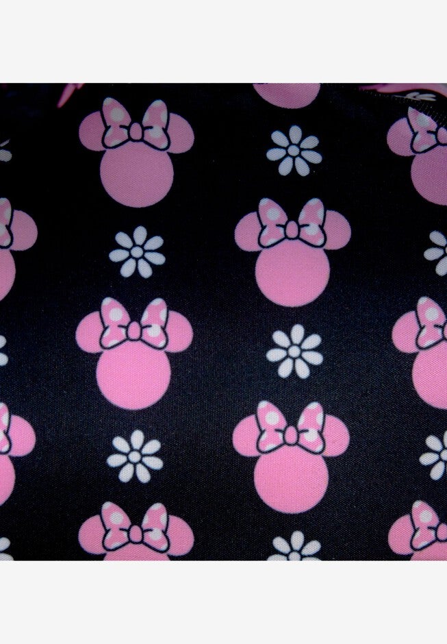 Loungefly x Disney Minnie Mouse Mini Backpack Floral Rock The Dots, BLACK, alternate image number 6