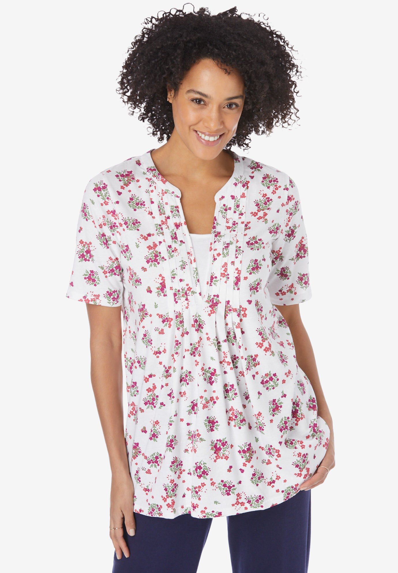 7-Day Layer-Look Elbow-Sleeve Tee