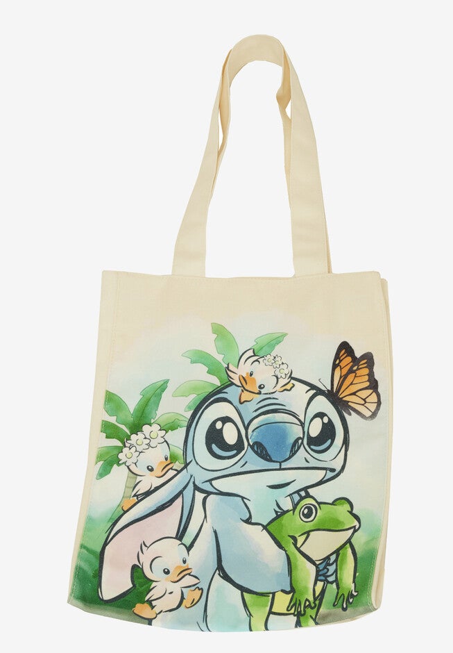 Loungefly X Disney Stitch Springtime Canvas Tote Bag, BEIGE, hi-res image number null