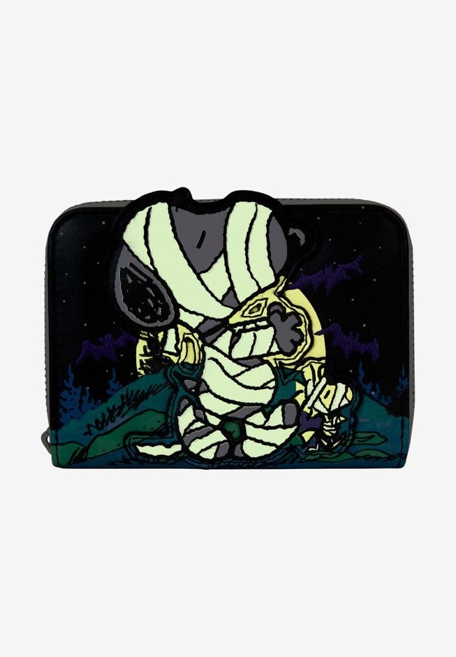 Loungefly x Peanuts Snoopy Mummy Zip Around Wallet, BLACK, on-hover image number null