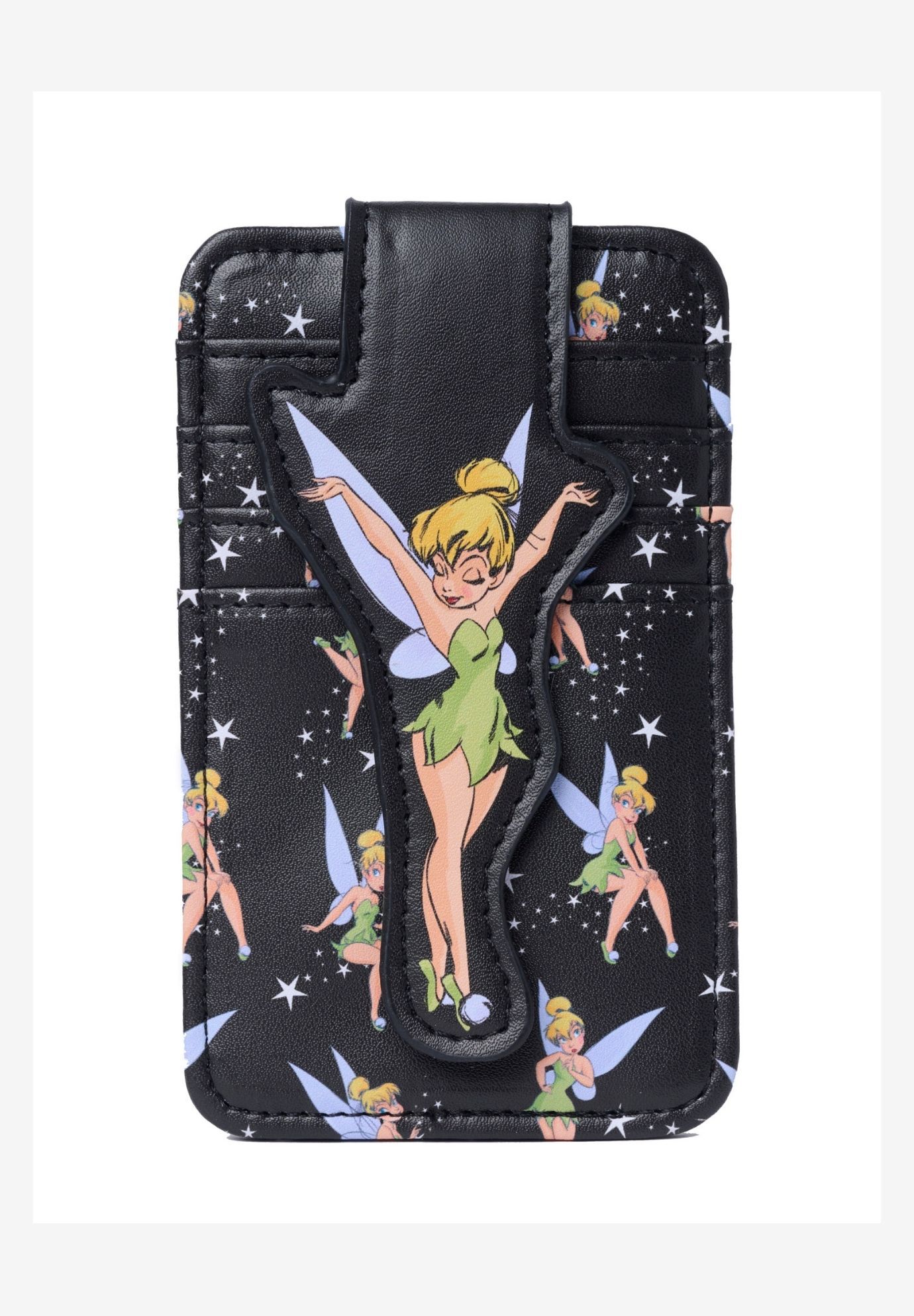 Disney Tinker Bell Card Holder Wallet All-Over Print Snap Closure Black, BLACK, hi-res image number 0