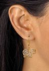 Yellow Gold-Plated Filigree Elephant Drop Earrings, , alternate image number null