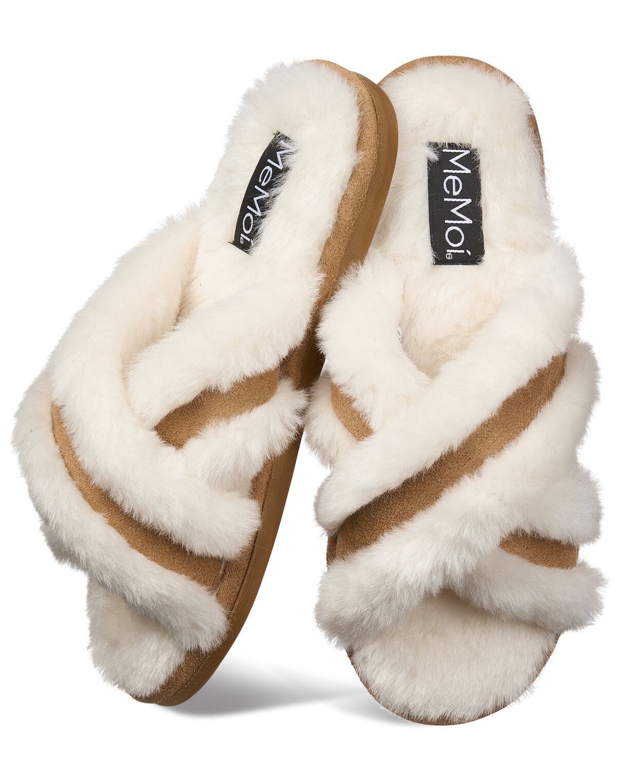 Women's "Serina" Plush Faux Fur Slippers, IVORY, alternate image number 3