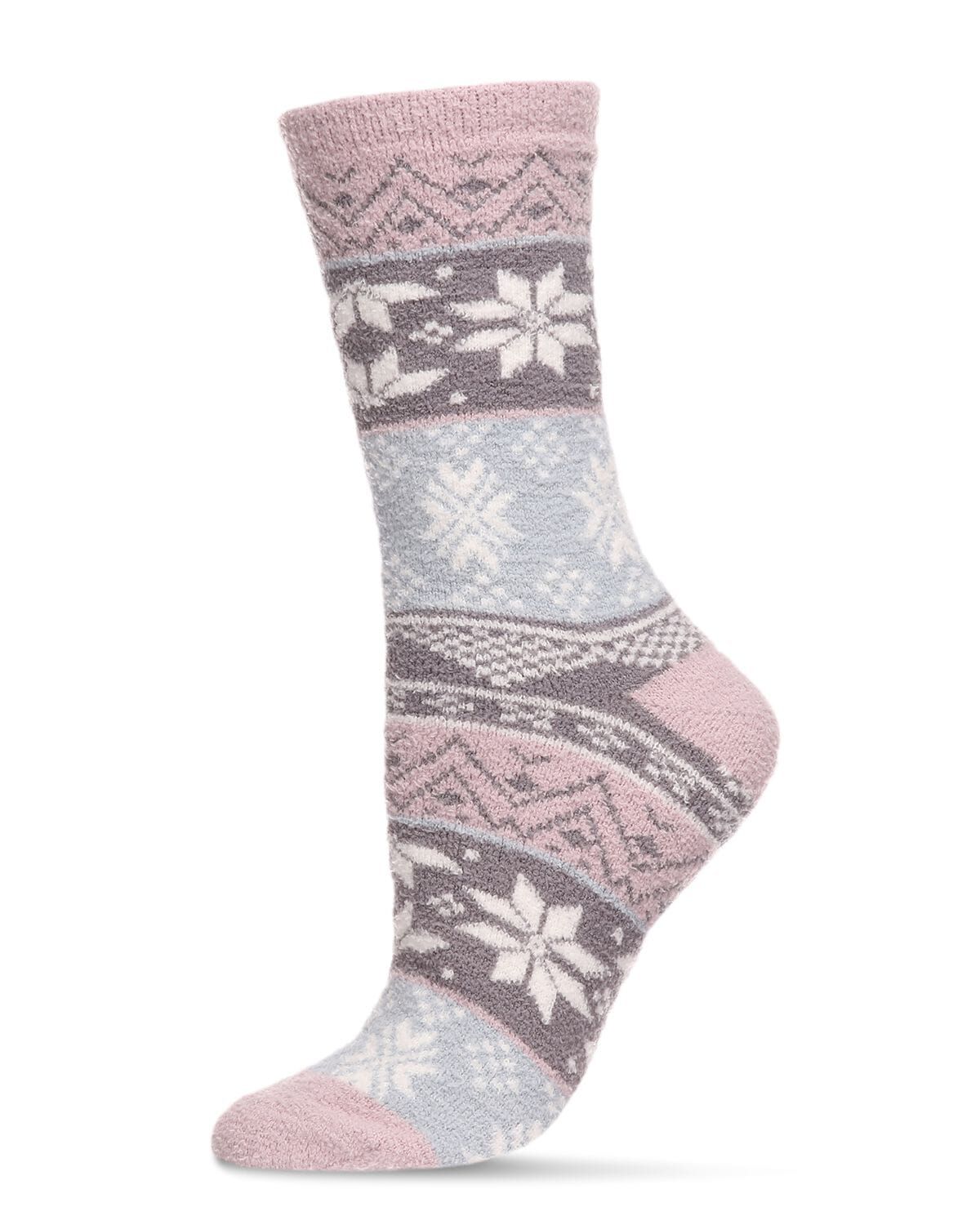 Women's Snowflake Fairisle Super Soft Cozy Crew Socks, VIOLET, hi-res image number 0