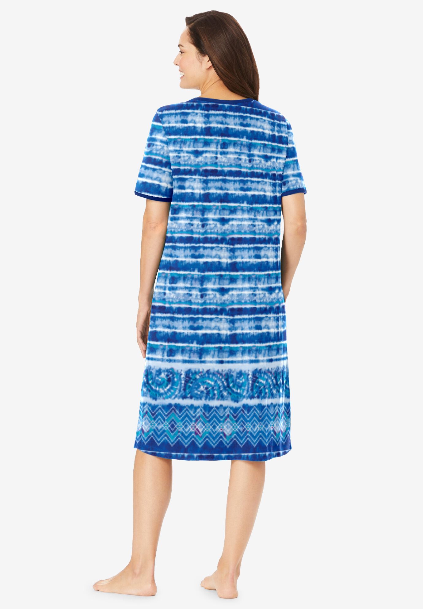 Short T-Shirt Lounger, BRIGHT COBALT TIE DYE STRIPE, on-hover image number 1