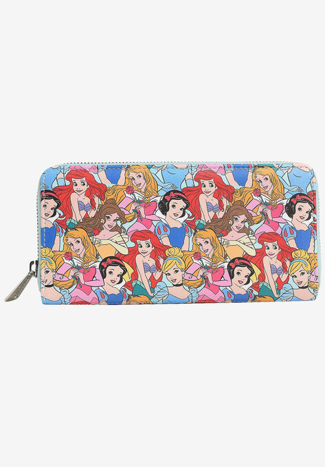 Loungefly x Disney Women's Zip Around Wallet Princess & Villains, , on-hover image number null