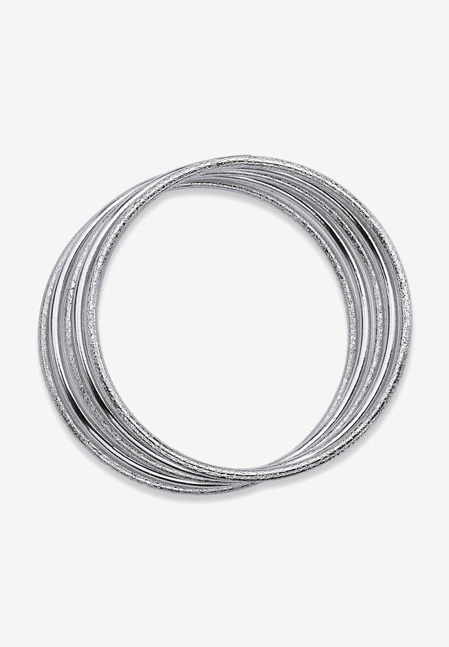 Silvertone 5 Piece Bangle Bracelet Set, 9 inches, , on-hover image number 1