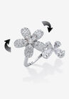 Platinum Plated Silver Cubic Zirconia Spinning Daisy Flower Ring (1 5/8 cttw), , alternate image number null